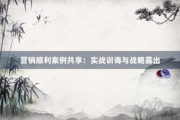 营销顺利案例共享：实战训诲与战略露出